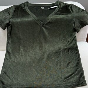 GAP Women's Dark Green V-Neck Tee